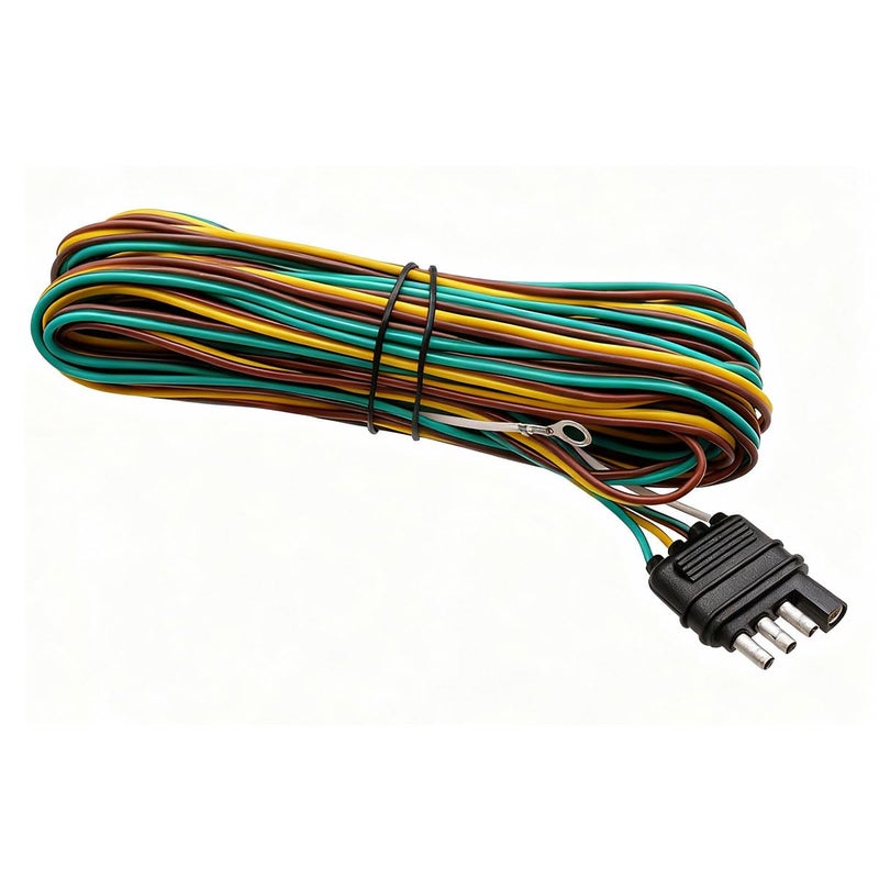 Seamaka 25ft 4 Wire 4-Flat Trailer Light Wiring Harness Extension Kit, Trailer Wiring Harness with 18 Gauge White Ground Wire for Trailers O-016 - Image 1