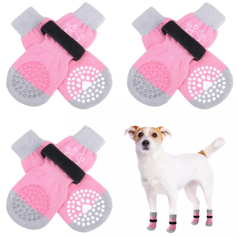 SCENEREAL 6Pcs Anti Slip Dog Socks to Prevent Licking Paws for Hot/Cold Pavement, Dog Grippy Socks for Hardwood Floors, Dog Shoes for Boots & Paw Protectors for Puppy Small Medium Large Senior Dogs - Image 1