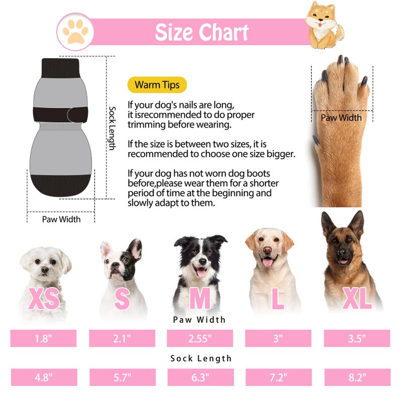 SCENEREAL 6Pcs Anti Slip Dog Socks to Prevent Licking Paws for Hot/Cold Pavement, Dog Grippy Socks for Hardwood Floors, Dog Shoes for Boots & Paw Protectors for Puppy Small Medium Large Senior Dogs - Image 2