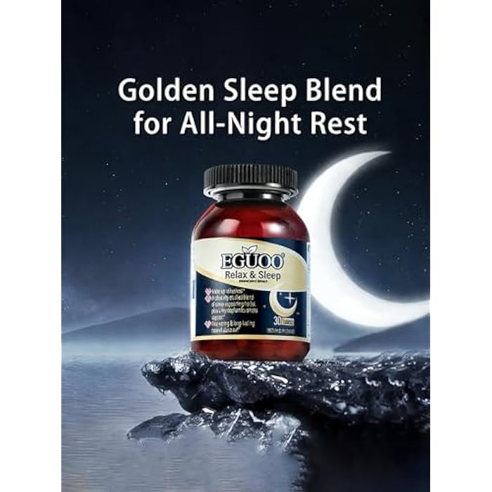EGUOO Relax & Sleep Supplement for Adults – Melatonin 5mg + GABA 50mg + L-Tryptophan + Magnesium 120mg – with St. John’s Wort & Passion Flower – 30 Tablets - Image 2