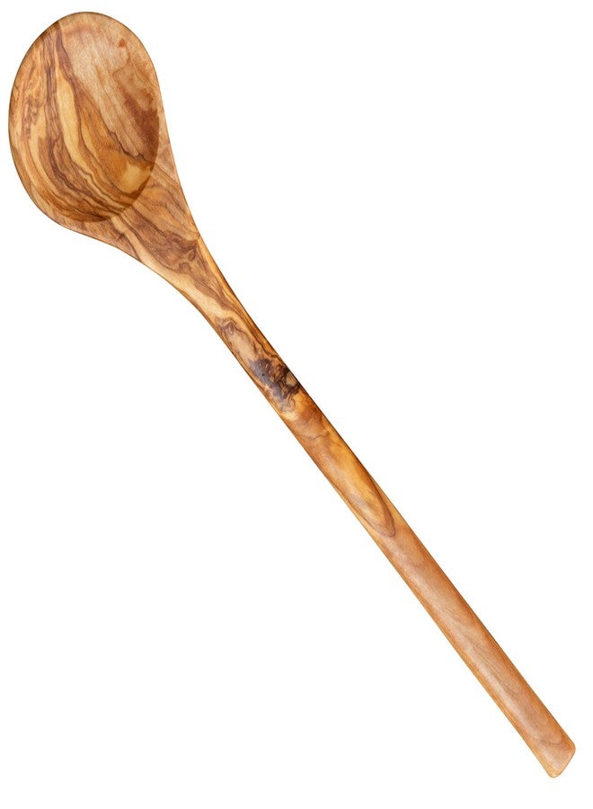 Thirteen Chefs 12 Inch Olive Wood Round Spoon, Natural and Organic Olivewood for Pasta, Mixing - Quality Handmade Wooden Kitchen Gift - Image 1