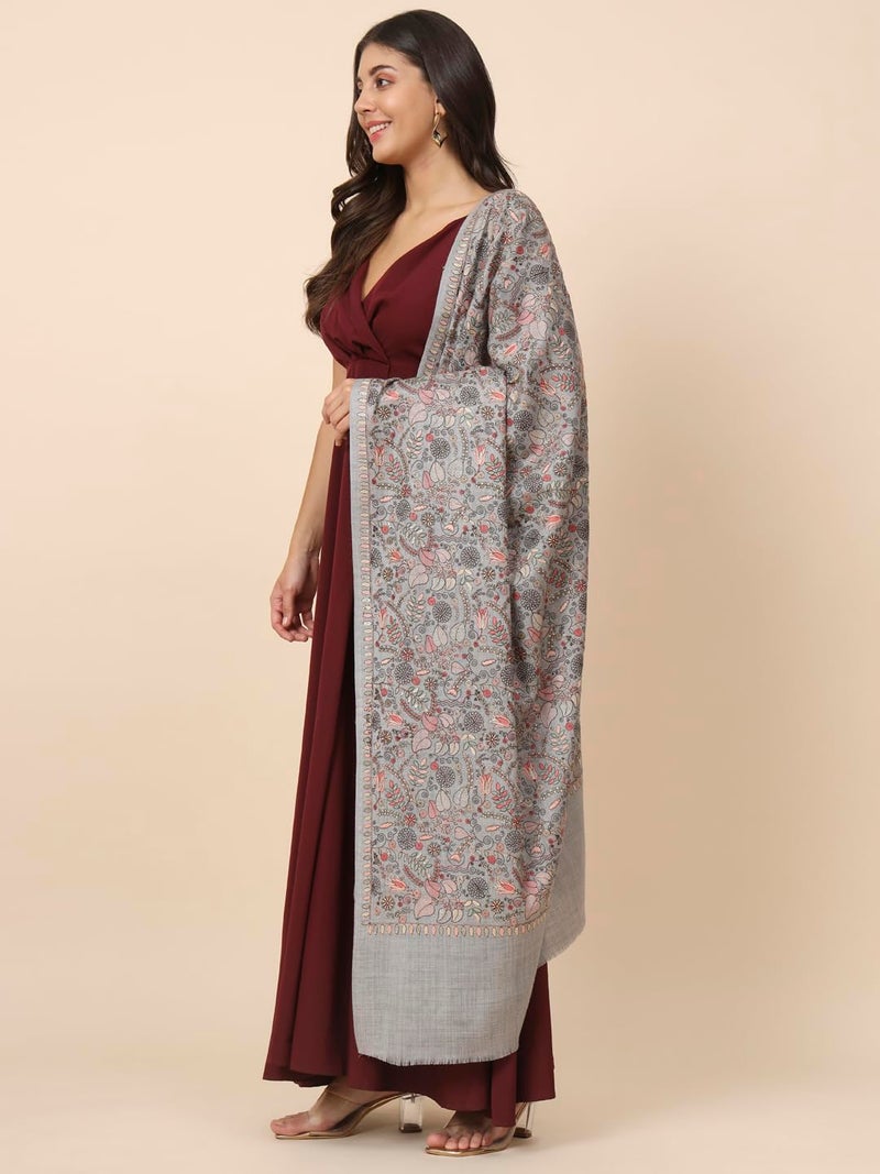 Pashmoda Women Gilkaari Pure Wool Embroidered Shawl (Size 101X203 CM) - Image 4