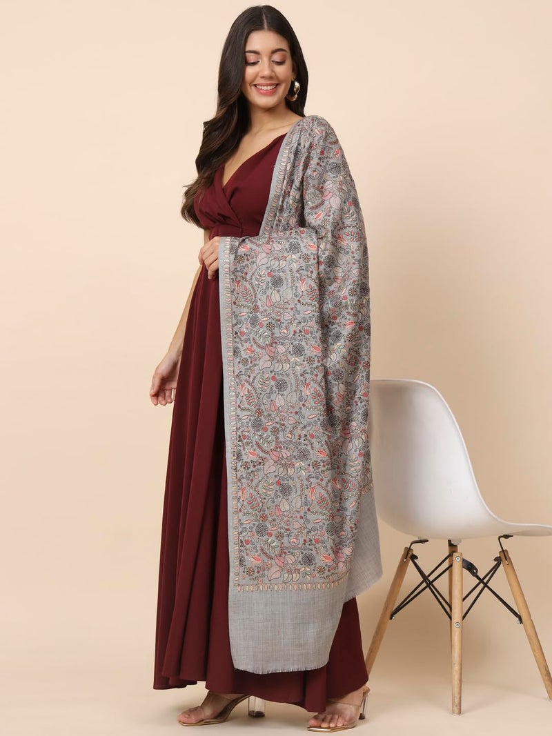 Pashmoda Women Gilkaari Pure Wool Embroidered Shawl (Size 101X203 CM) - Image 3