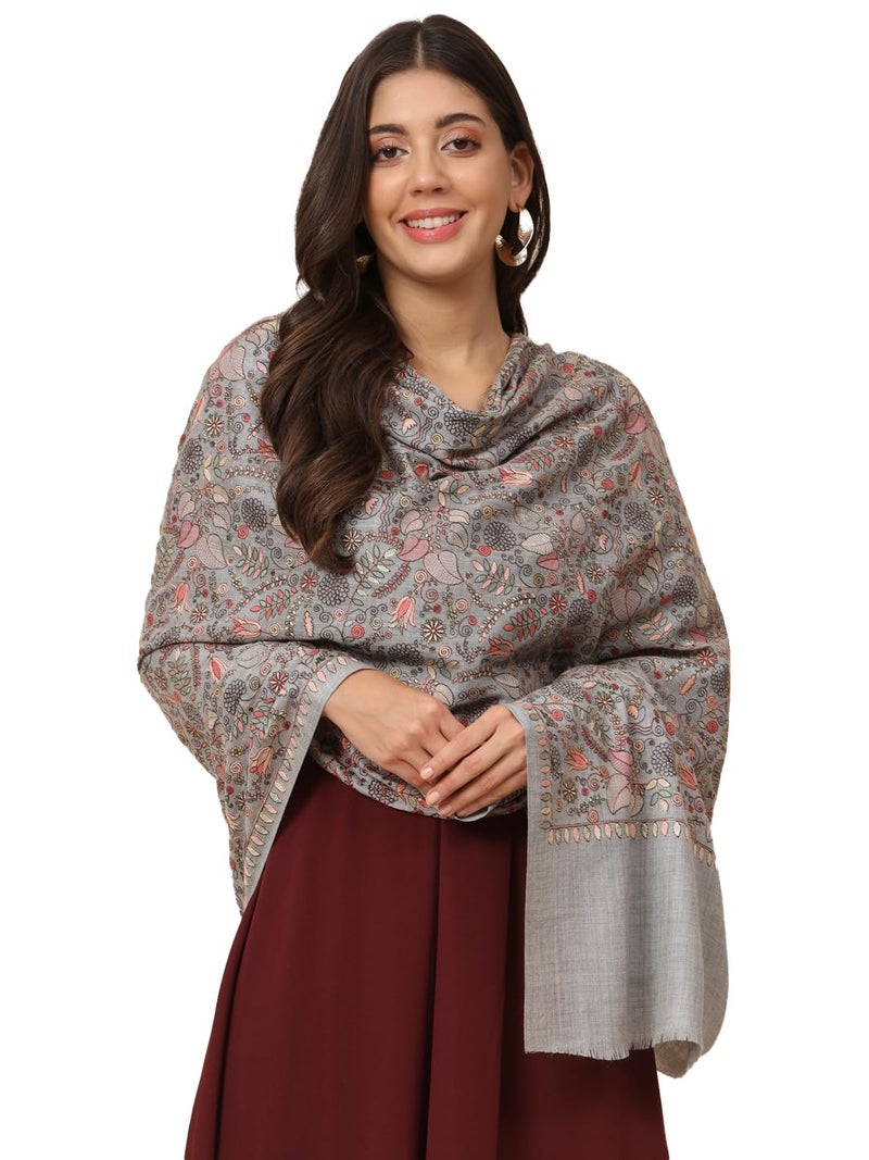 Pashmoda Women Gilkaari Pure Wool Embroidered Shawl (Size 101X203 CM) - Image 1