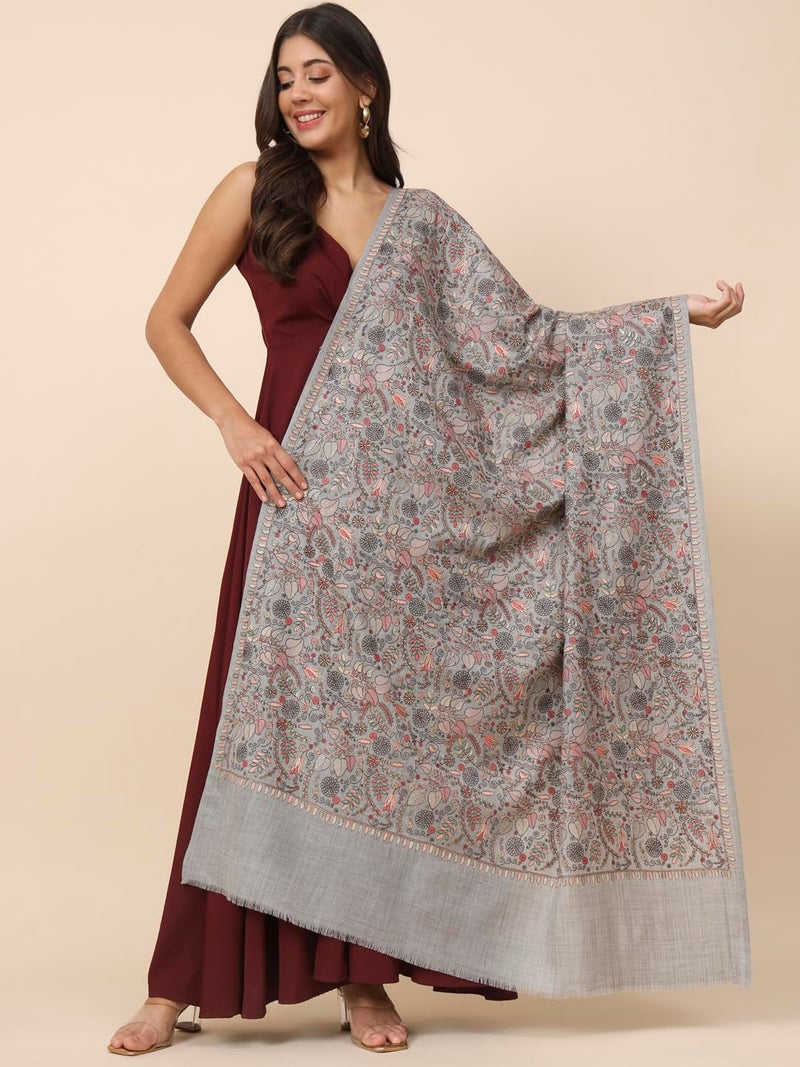 Pashmoda Women Gilkaari Pure Wool Embroidered Shawl (Size 101X203 CM) - Image 2