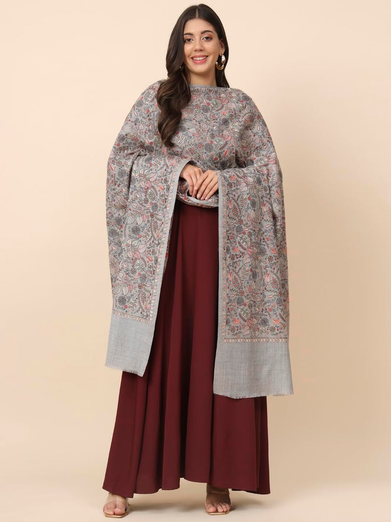 Pashmoda Women Gilkaari Pure Wool Embroidered Shawl (Size 101X203 CM) - Image 5