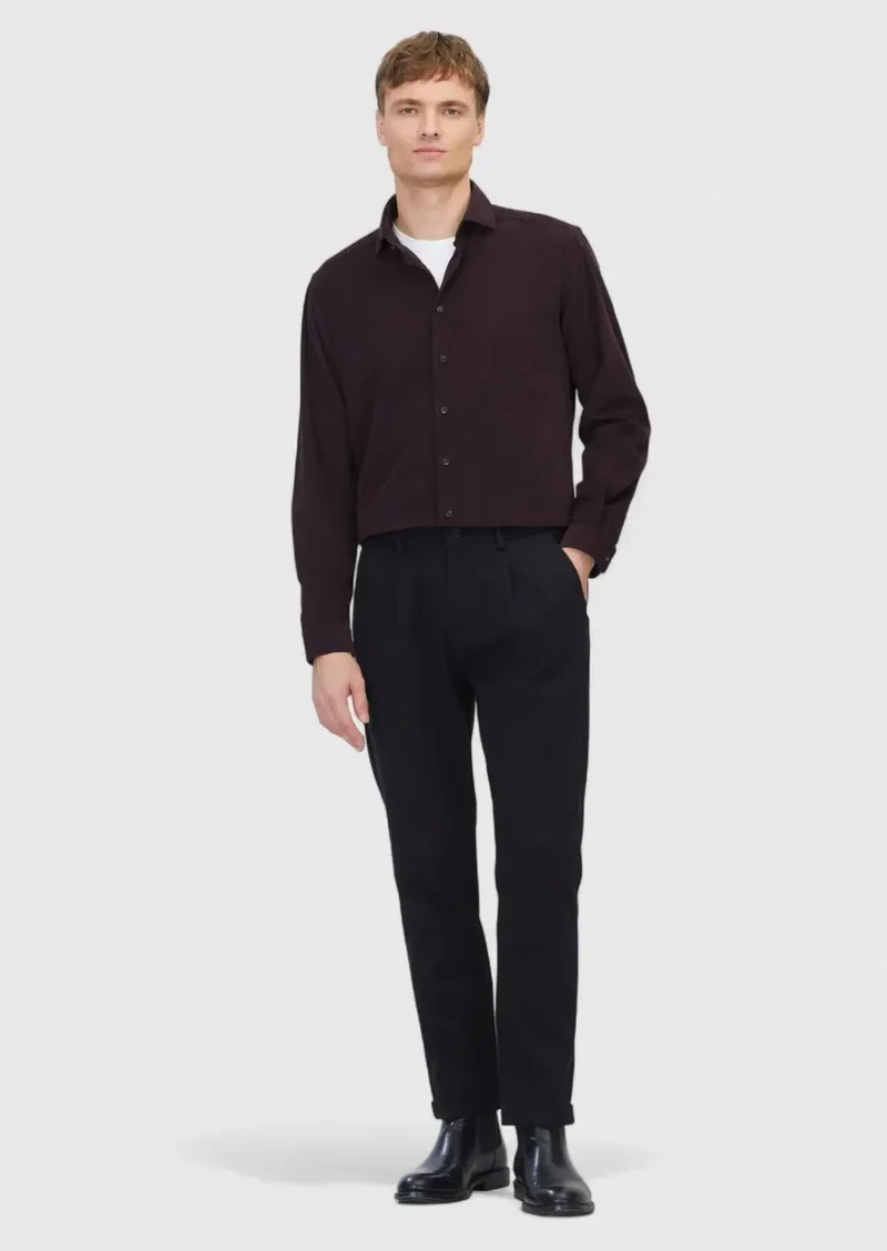 RAMSEY Black Weaving Jogging Fit Casual Cotton Blended Trousers