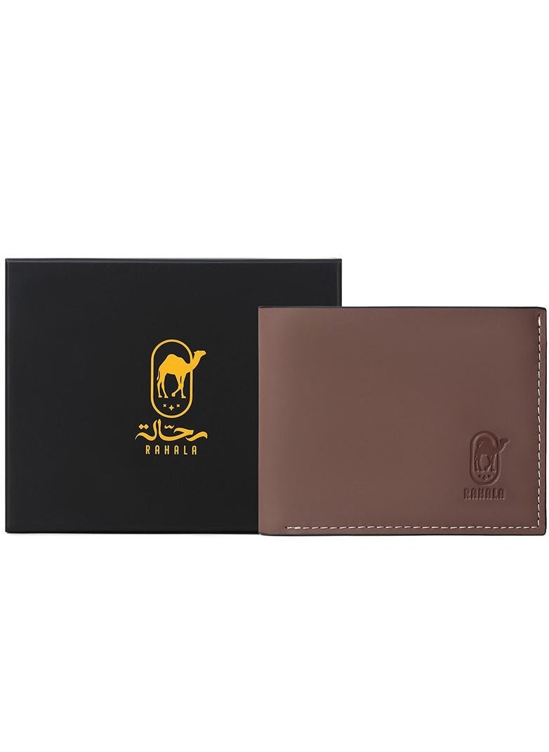 RAHALA - RA104 Genuine Leather Multiple Card Slots Casual Bifold Wallet - Brown - Image 1