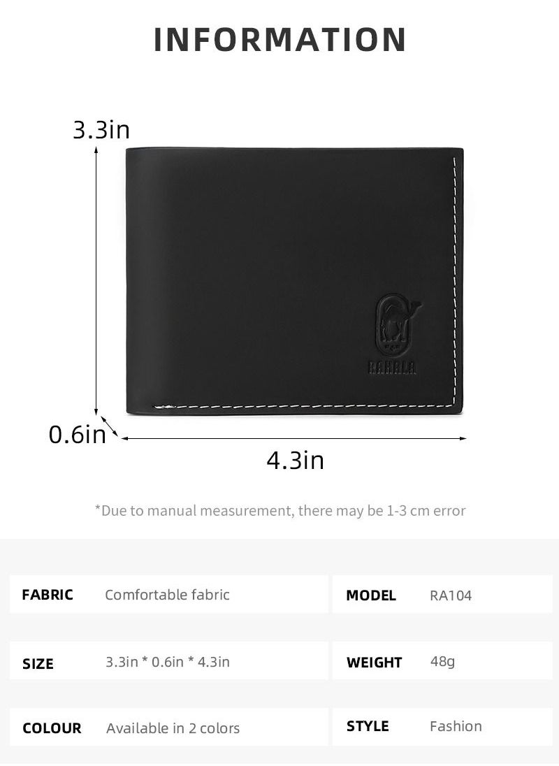 RAHALA - RA104 Genuine Leather Multiple Card Slots Casual Bifold Wallet - Brown - Image 1