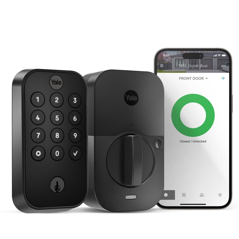 Yale Security Yale Security Assure Lock 2 Deadbolt, Black Suede Smart Entry Door Lock with Wi-Fi Connected Keypad for Code Entry Door Lock and Remote Access with Back-Up Key, YRD410-WF1-BSP  - Image 1