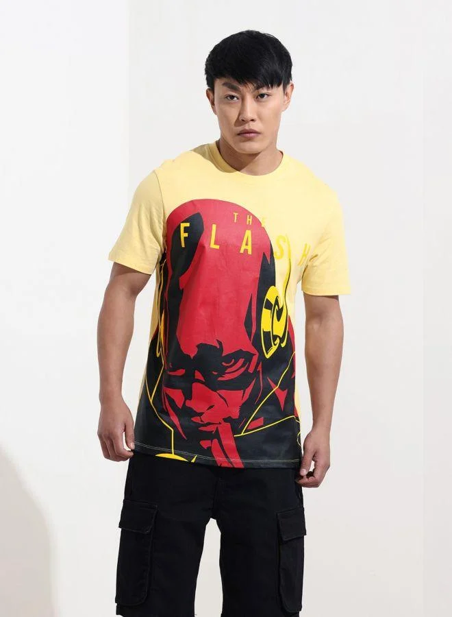 ذا انديان كراج كو Men Slim Fit Flash Printed Crew Neck Half Sleeves T-Shirt