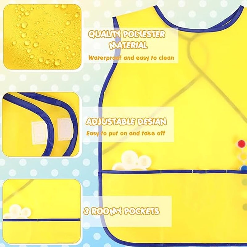 Marhynchus 12 Pack Kids Art Smocks Toddler Craft Aprons Children's Painting Smocks Waterproof Reusable with 3 Pockets for Art Craft Classroom Home - Image 3