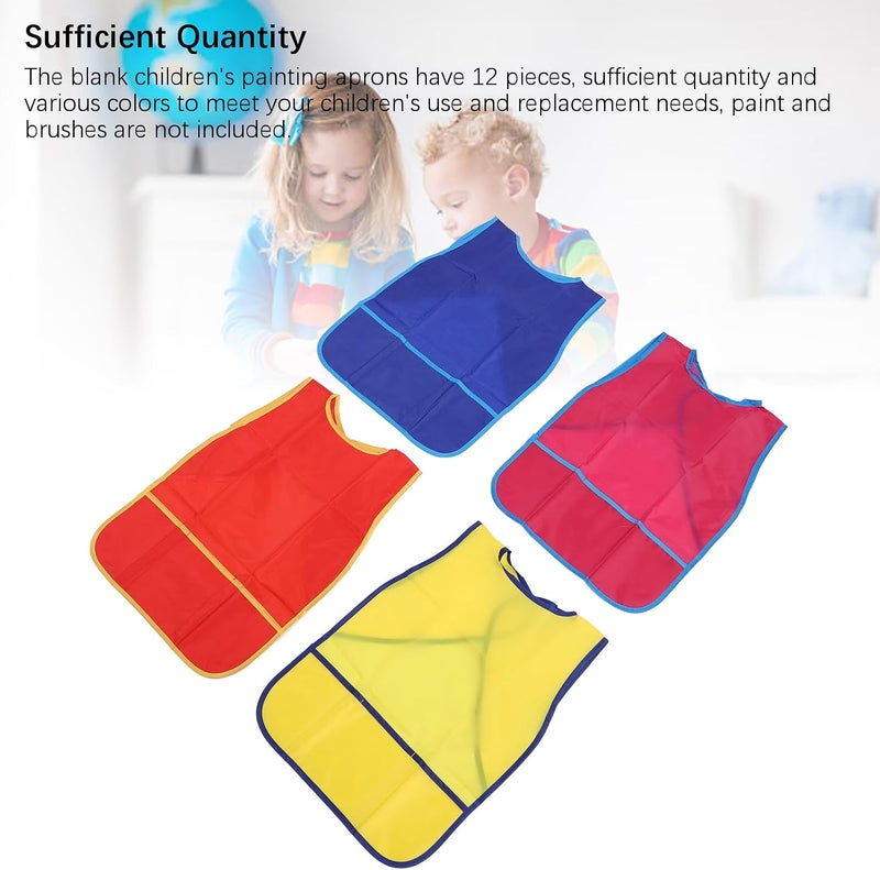 Marhynchus 12 Pack Kids Art Smocks Toddler Craft Aprons Children's Painting Smocks Waterproof Reusable with 3 Pockets for Art Craft Classroom Home - Image 4