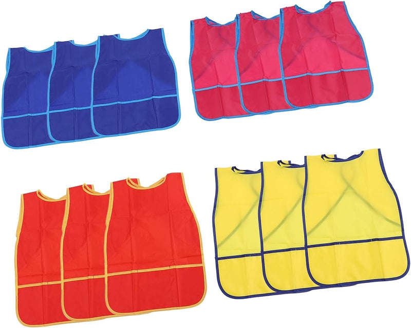 Marhynchus 12 Pack Kids Art Smocks Toddler Craft Aprons Children's Painting Smocks Waterproof Reusable with 3 Pockets for Art Craft Classroom Home - Image 1