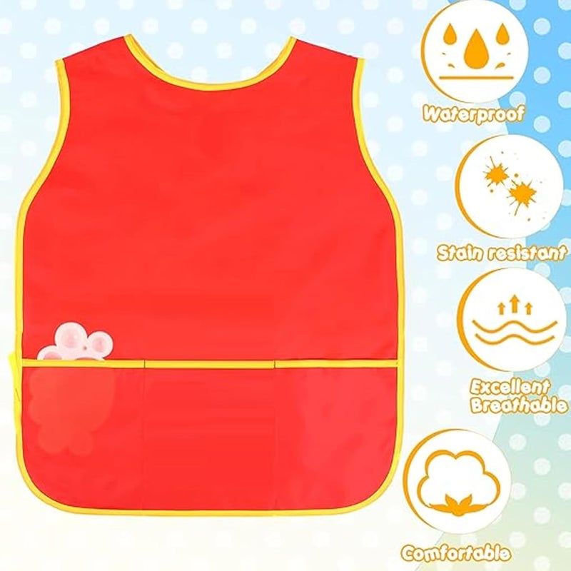Marhynchus 12 Pack Kids Art Smocks Toddler Craft Aprons Children's Painting Smocks Waterproof Reusable with 3 Pockets for Art Craft Classroom Home - Image 2