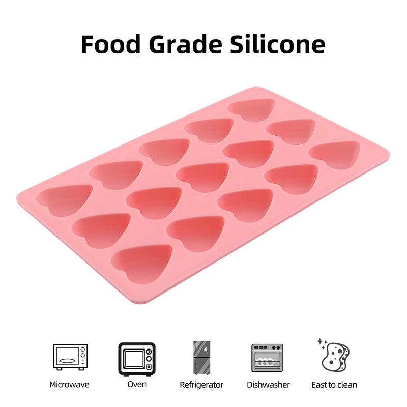 EDUEE Heart Chocolate Molds Valentine's Candy Molds 3 pcs Silicone Heart Mold for Resin Jelly Ice Cube Cupcake Cake Topper Decoration - Image 3