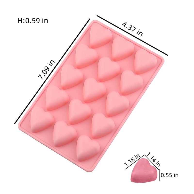 EDUEE Heart Chocolate Molds Valentine's Candy Molds 3 pcs Silicone Heart Mold for Resin Jelly Ice Cube Cupcake Cake Topper Decoration - Image 2