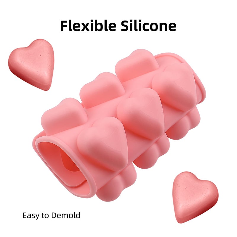 EDUEE Heart Chocolate Molds Valentine's Candy Molds 3 pcs Silicone Heart Mold for Resin Jelly Ice Cube Cupcake Cake Topper Decoration - Image 4