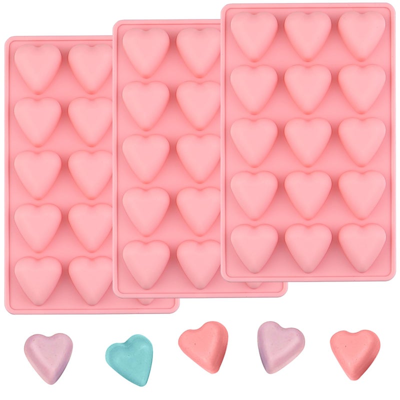 EDUEE Heart Chocolate Molds Valentine's Candy Molds 3 pcs Silicone Heart Mold for Resin Jelly Ice Cube Cupcake Cake Topper Decoration - Image 1