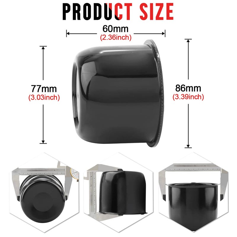 RTrhinoTuning 4 Pack 3inch Wheel Center Caps Plastic Push Thru for Weld Racing Hub 5 Lug Wheel High Black - Image 2