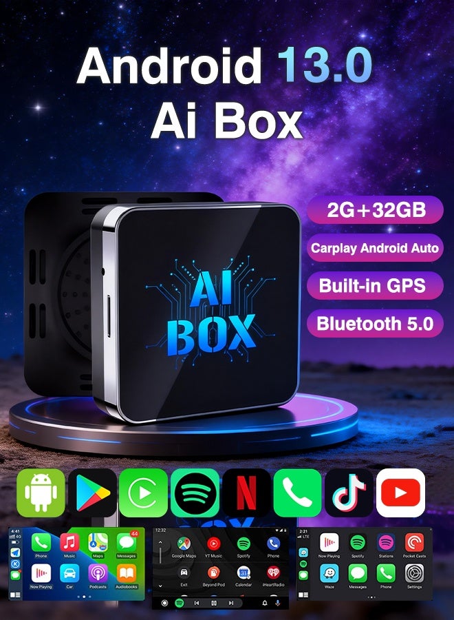 Digisand Wireless CarPlay AI box Adaptor and Android Auto Wireless Adaptor - Magic Link CarPlay Ai Box-Support YouTube/TF Card/U Disk for Wired to Wireless CarPlay Dongle for Wired CarPlay Cars Plug & Play - Image 1