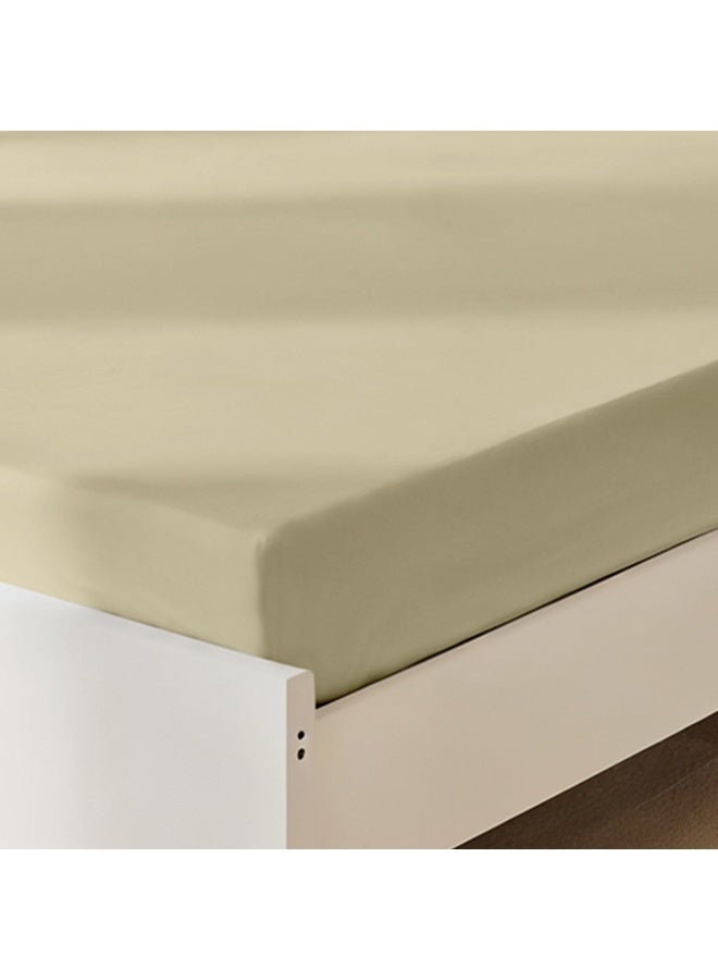Rest Fitted Bedsheet 90x190+20cm Breathable Plush Beige Fabric with Deep Pockets Machine Washable for Optimal Protection  - Image 3