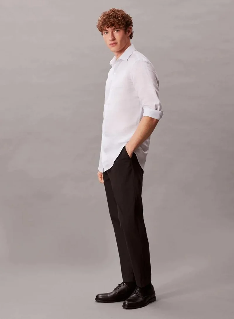 Calvin Klein BLUE MULTI Slim Striped Linen Blend Shirt for Men | Best Price UAE
