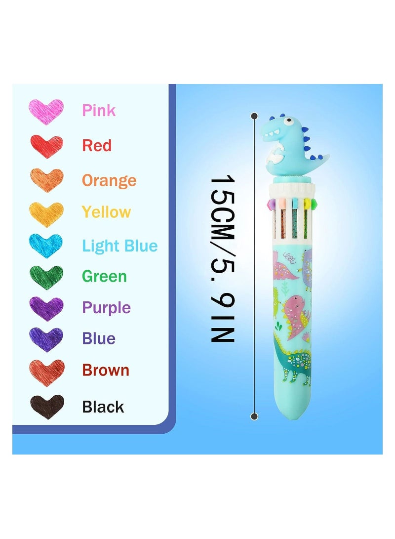 JOLLITY LLC Multicolor Ballpoint Pen 0.5mm, 10-in-1 Colored Retractable Dinosaur Shuttle ball point Pens for Office School Supplies Students Children Kids Gift (Dinosaur 6pcs) - Image 4