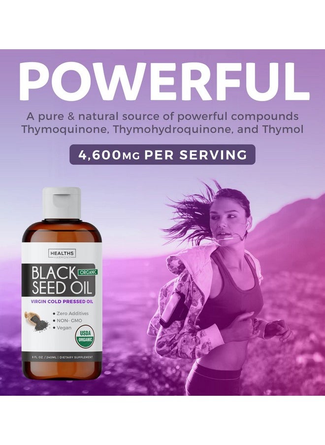 Healths Harmony Usda Organic Black Seed Oil Liquid (8 Fl Oz) Premium Coldpressed Nigella Sativa Producing Pure Black Cumin Seed Oil Antioxidant Supplement Vegan Glutenfree & Nongmo (No Pills Or Capsules)  - Image 4