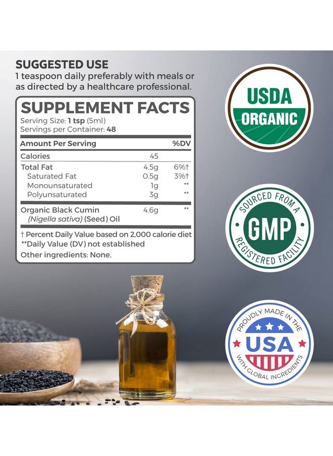 Healths Harmony Usda Organic Black Seed Oil Liquid (8 Fl Oz) Premium Coldpressed Nigella Sativa Producing Pure Black Cumin Seed Oil Antioxidant Supplement Vegan Glutenfree & Nongmo (No Pills Or Capsules)  - Image 3