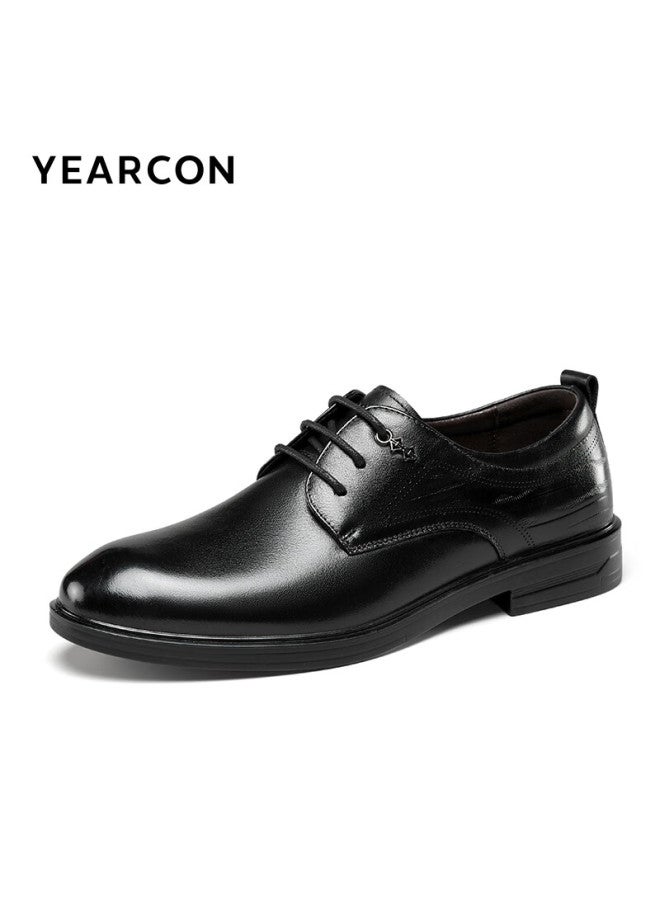 YEARCON Yierkang Men's Shoes, Round Toe Formal Business Shoes, Fashionable Lace-up Leather Shoes, Derby Wedding Shoes, 53449w, Black, Size 38 - Image 5