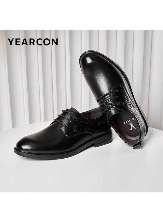 YEARCON Yierkang Men's Shoes, Round Toe Formal Business Shoes, Fashionable Lace-up Leather Shoes, Derby Wedding Shoes, 53449w, Black, Size 38 - Image 2