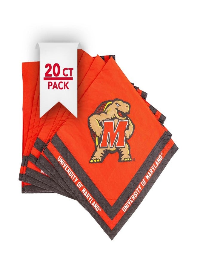 Desert Cactus University of Maryland Disposable Napkins Terrapins UMD Terps 20 Count 2 Ply 13 inch Square Party Celebration (Design A) - Image 1