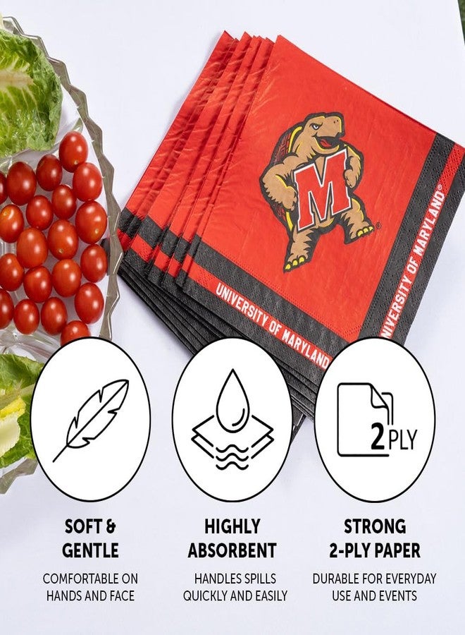 Desert Cactus University of Maryland Disposable Napkins Terrapins UMD Terps 20 Count 2 Ply 13 inch Square Party Celebration (Design A) - Image 3