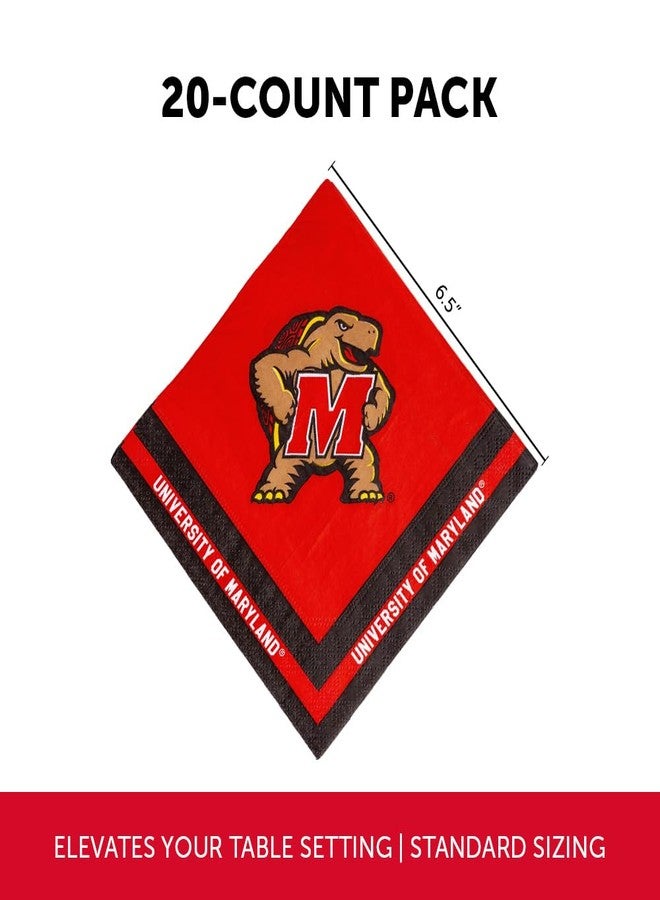 Desert Cactus University of Maryland Disposable Napkins Terrapins UMD Terps 20 Count 2 Ply 13 inch Square Party Celebration (Design A) - Image 2