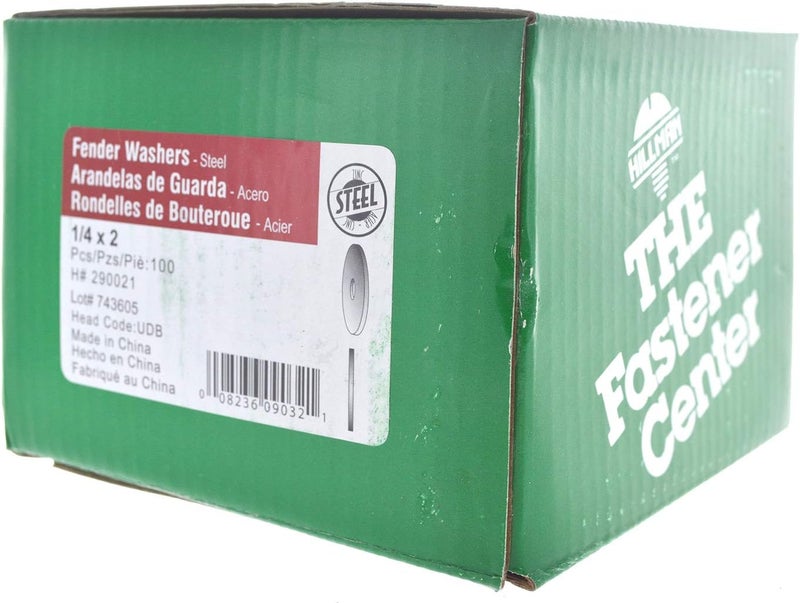 Hillman Zinc Fender Washers, 1/4" x 2", Pack of 100 - Image 3