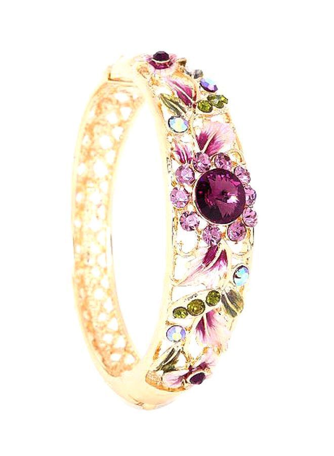 NIBEMINENT 18K Gold Plated Crystal Studded Bangle 
