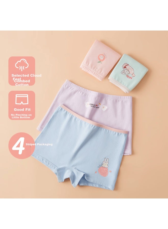 Deesha Girls' Soft Anti-bacterial Cotton Spandex Boxer Briefs, 4-pack, Class A - Image 1