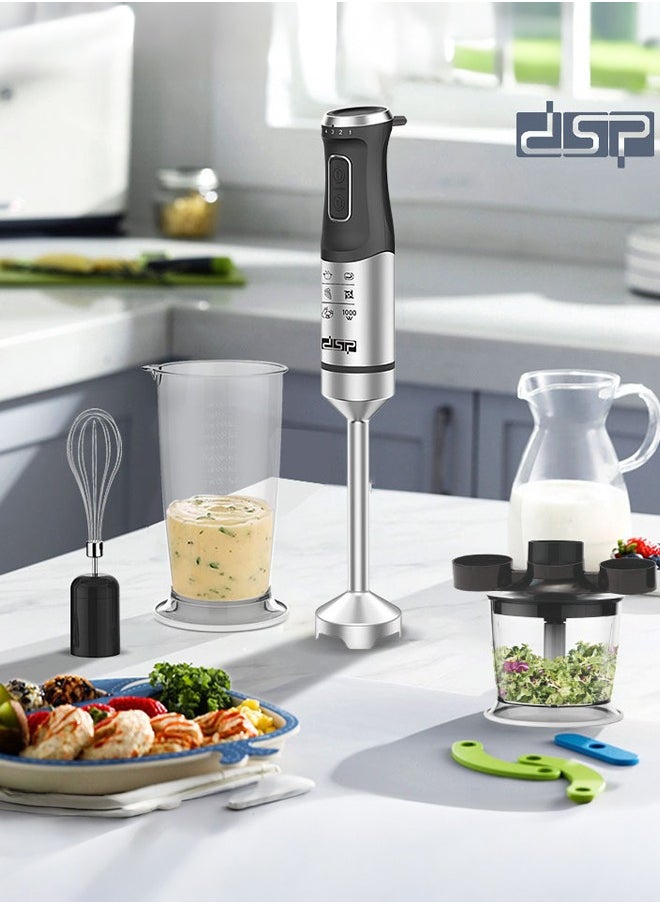 DSP 4 in 1 Hand Blender with Chopper,Whisk,Measuring Beaker,1000W Copper Motor,5 Speed Stick Blender,KM1086,Black  - Image 2