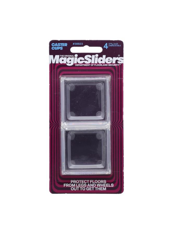 Magic Sliders 4-Piece Square Caster Cup Clear 1-13/16inch - Image 1
