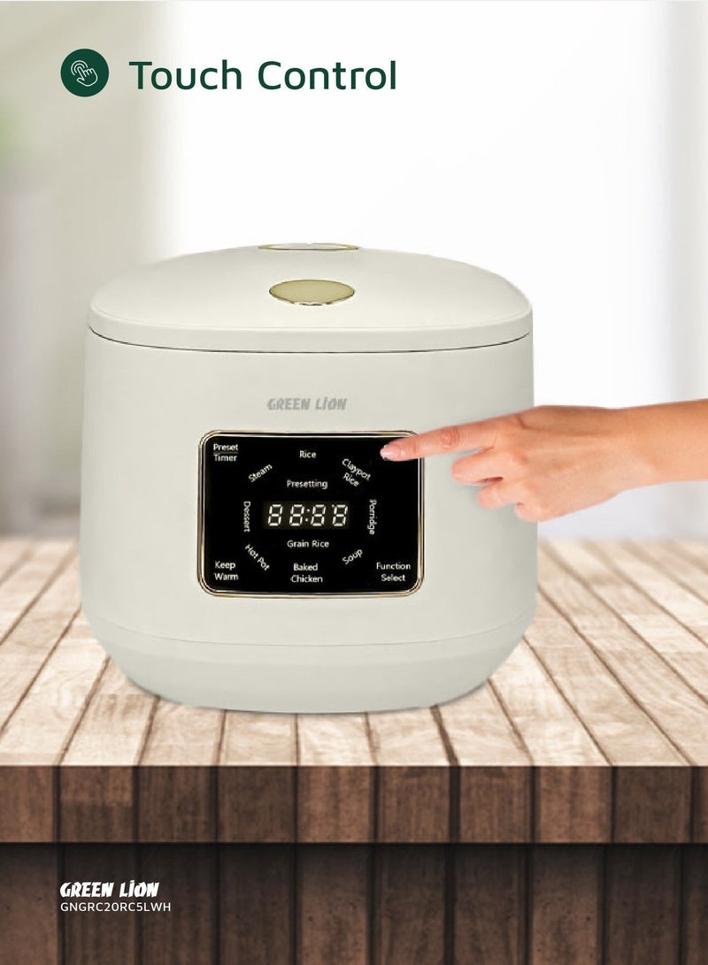 GREEN LION Digital Rice Cooker 900W, 5L Capacity, 6 Preset Cooking Modes, Keep Warm Mode, Touch Control, Exhaust Vent, Non-stick, Automatic keep warm function, for Home, Dorm, Office, Travel - Image 5