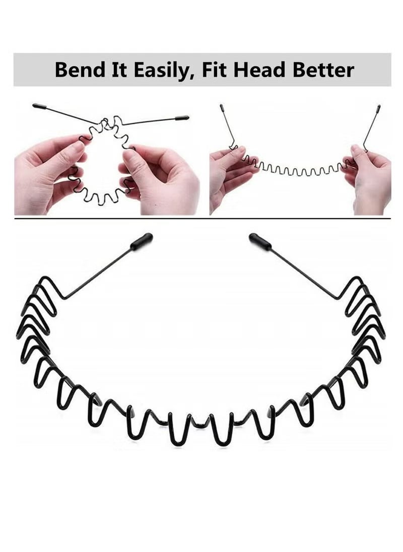 BONITO 5 PCS Metal Spring Wavy Hairband Hair Hoop, Simple Fashionable Headband Headwear Accessories for Men, Women, Black  - Image 2