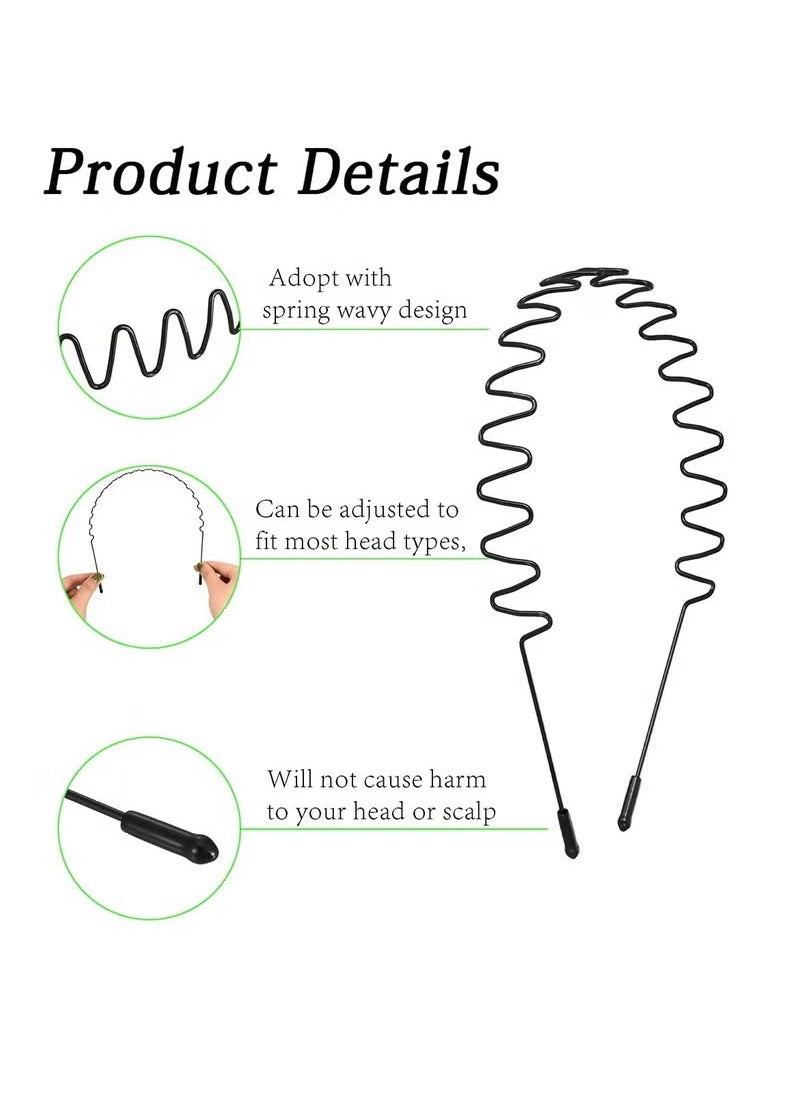 BONITO 5 PCS Metal Spring Wavy Hairband Hair Hoop, Simple Fashionable Headband Headwear Accessories for Men, Women, Black  - Image 3
