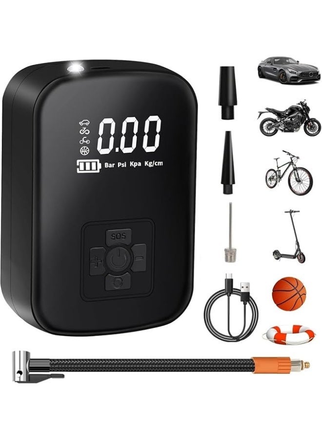 Portable 150lb car tire inflator with digital display and LED light - Image 1