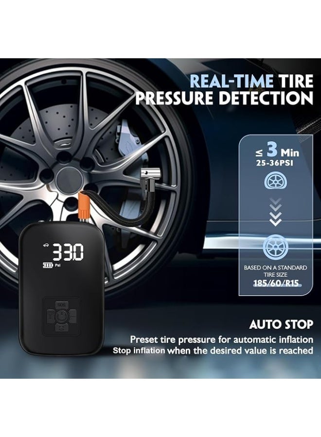 Portable 150lb car tire inflator with digital display and LED light - Image 2
