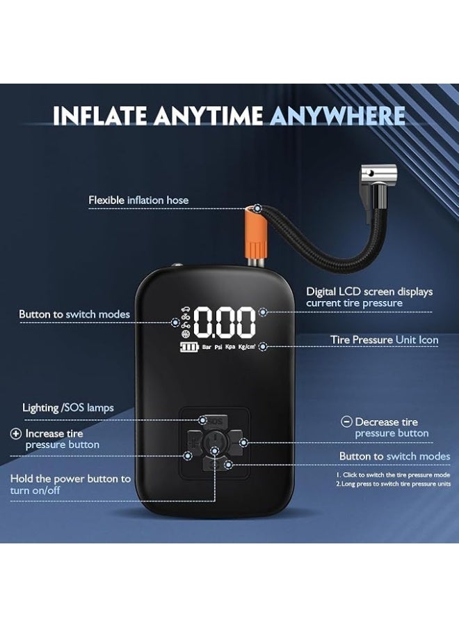 Portable 150lb car tire inflator with digital display and LED light - Image 5