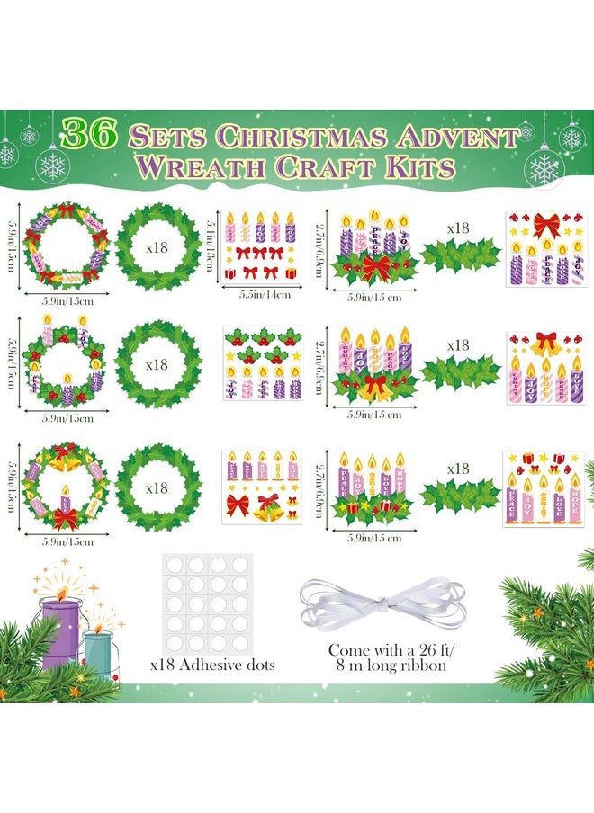 Containlol - 36 Sets Christmas Advent Wreath Craft Kits Advent Art And Craft Make Your Own Advent Candle Craft With Joy Christ Peace Hope Love For Xmas Home School Classroom Church Activities - Image 1