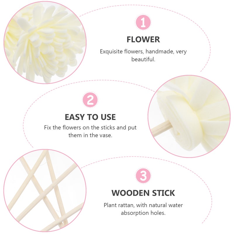12Pcs Simulated Flower Shaped Sticks Diffuser Stick Handicrafs White - Image 3