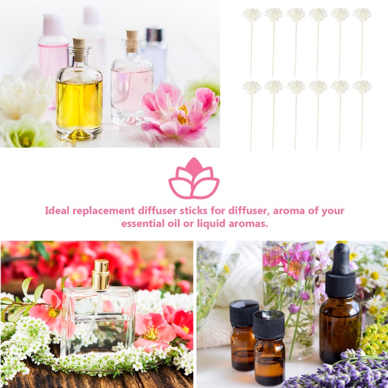 12Pcs Simulated Flower Shaped Sticks Diffuser Stick Handicrafs White - Image 2