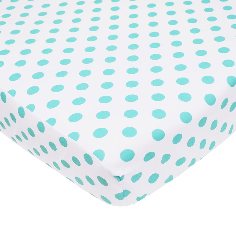 TL Care TL Care 100 Natural Cotton Percale Fitted Crib Sheet for Standard Crib and Toddler Mattresses White with Aqua Dot 28 x 52 Soft Breathable for Boys and Girls